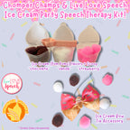 Ice Cream Party Speech Therapy Kit - A Live Love Speech & Chomper Champs Collab! **Accessory Kit Only**
