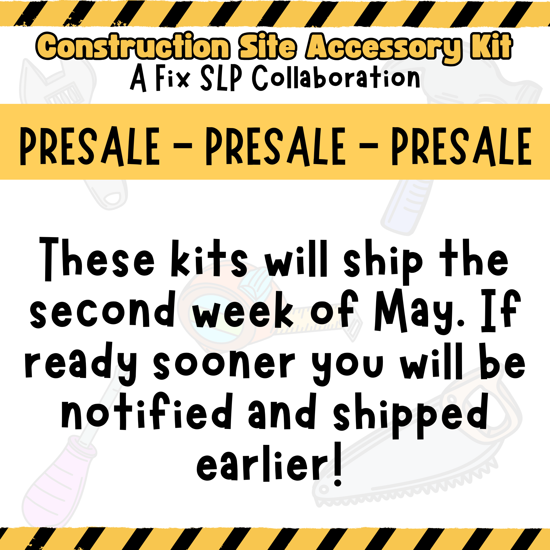 PRESALE - Construction Site Speech Therapy Kit - A Fix SLP Collab! **ACCESSORY KIT ONLY**