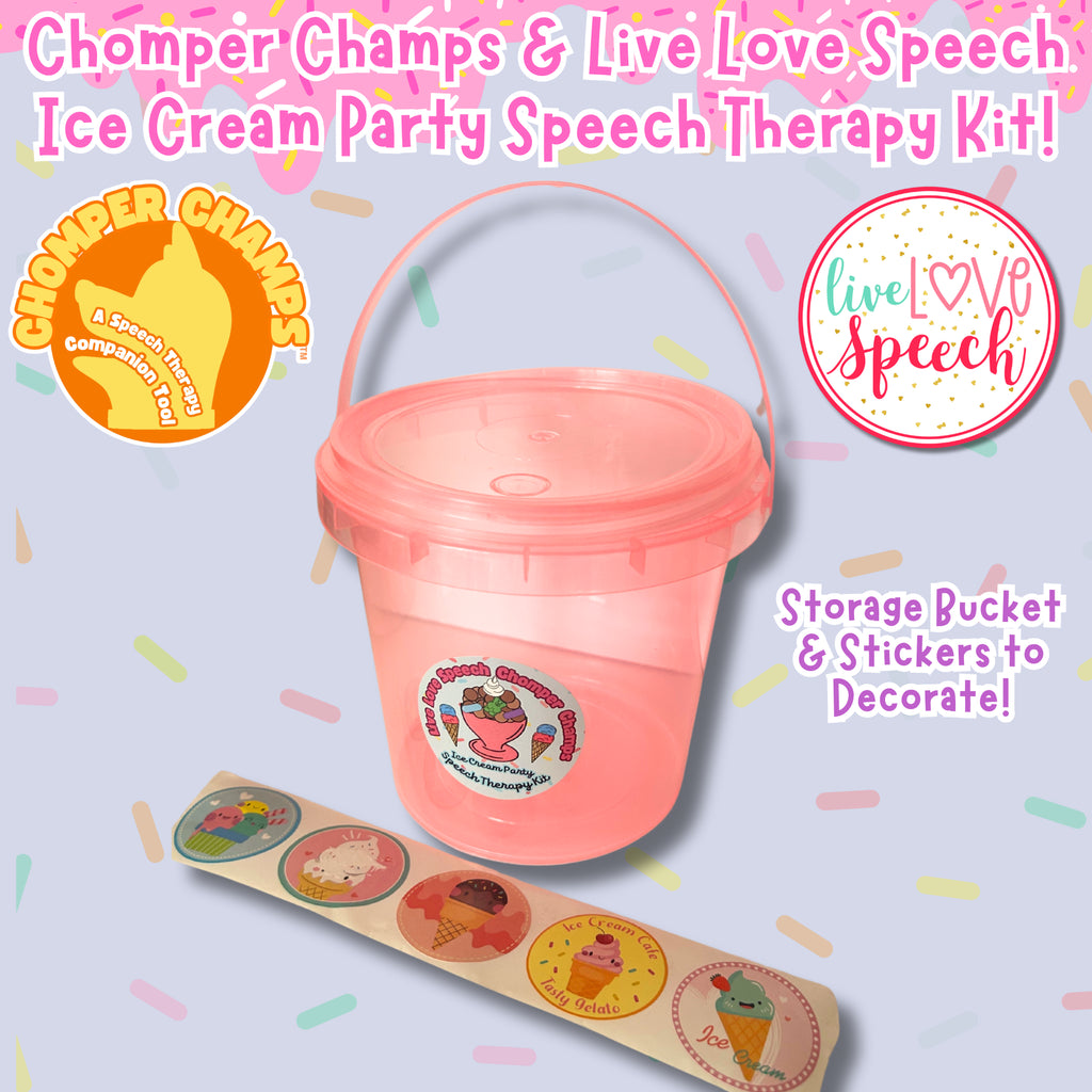 Ice Cream Party Speech Therapy Kit - A Live Love Speech & Chomper Champs Collab! **Accessory Kit Only**